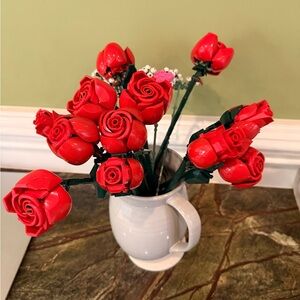 LEGO Roses - Fully Built + Bonus "Water" Pieces